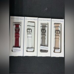 NEW 4PC Smart Watch Band Set - Red, White, Gray, Tan 42/44/45mm